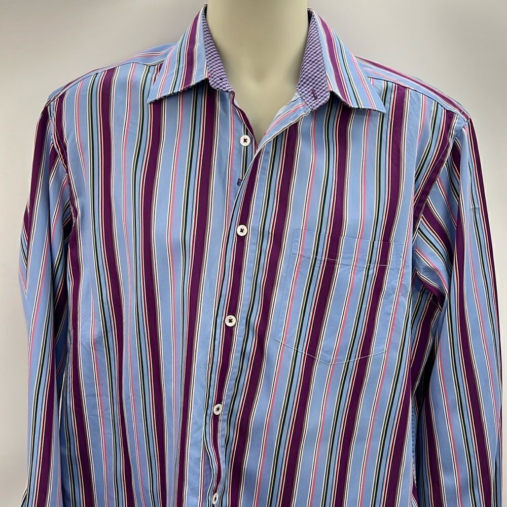 Bugatchi striped shaped fit long sleeve shirt